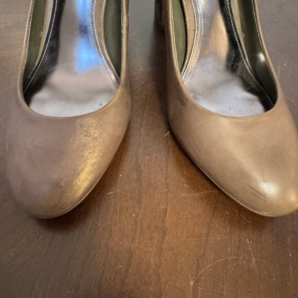 Coach Pumps With Logo Stack Block Heels Taupe Gray Women 9 - Picture 6 of 9